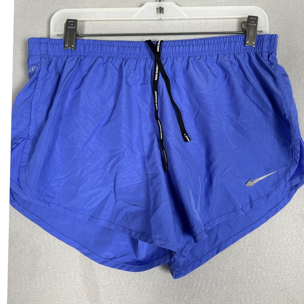 Nike Running Shorts Womens Medium Dri-FIT Blue Athletic Zipper Pocket Stretch